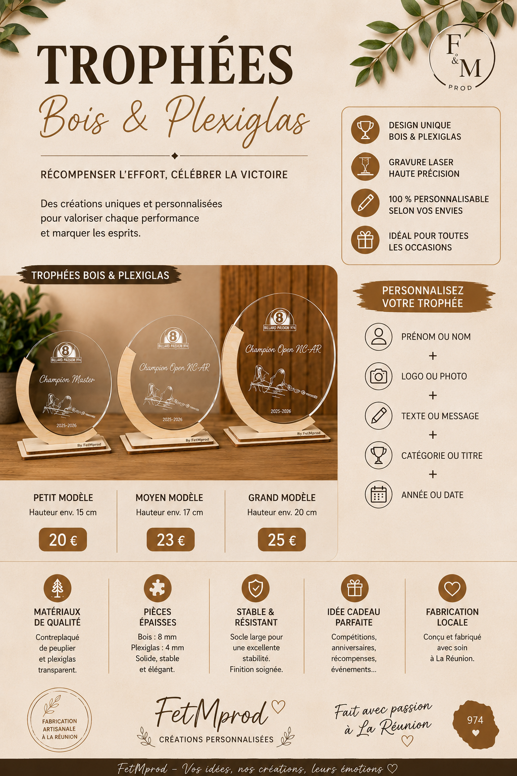 PETIT TROPHEE bois plexi