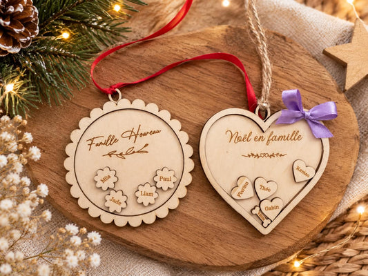 Boule ou coeur de noel FAMILLE