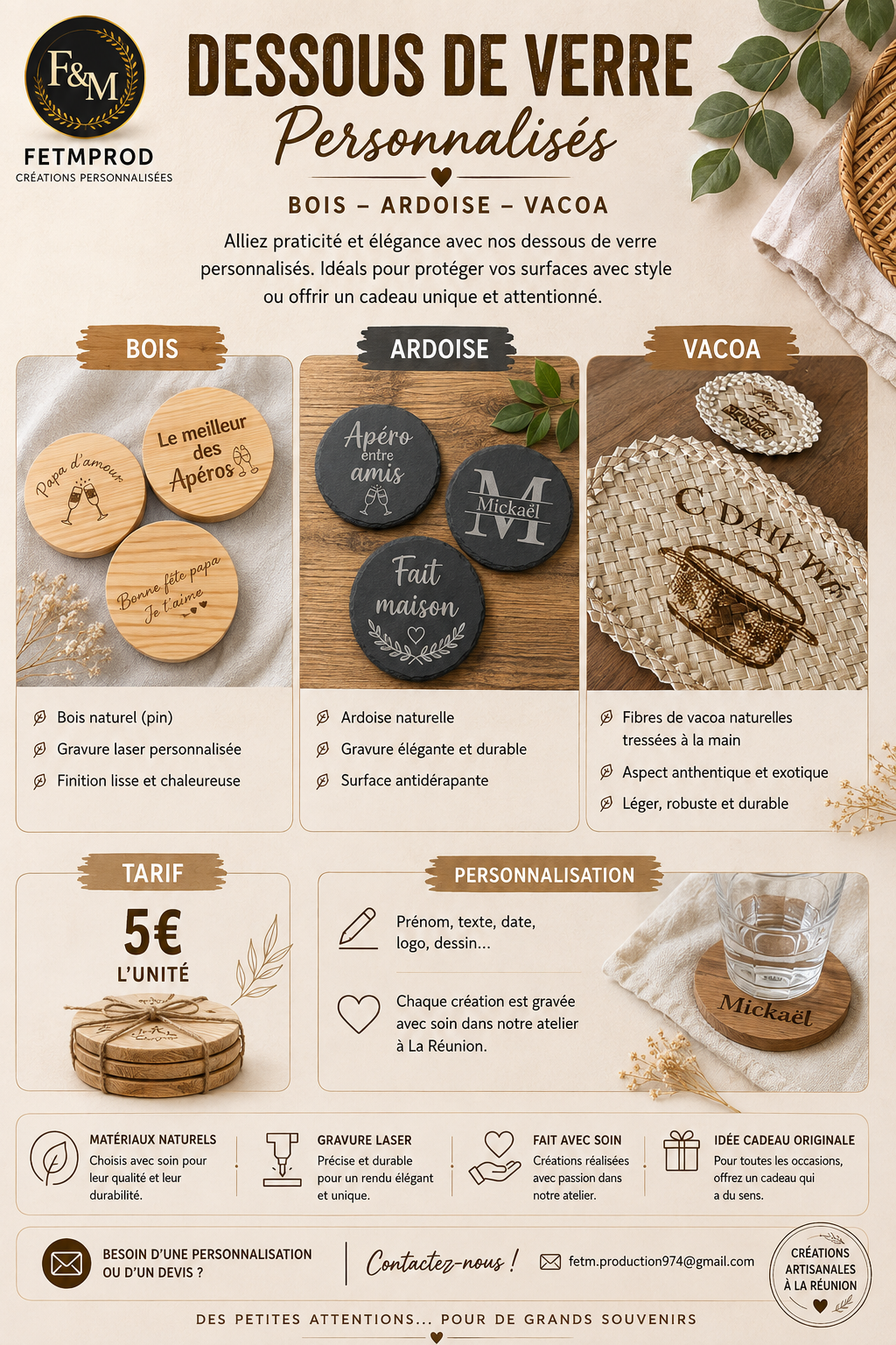 DESSOUS DE VERRE PERSONNALISABLE