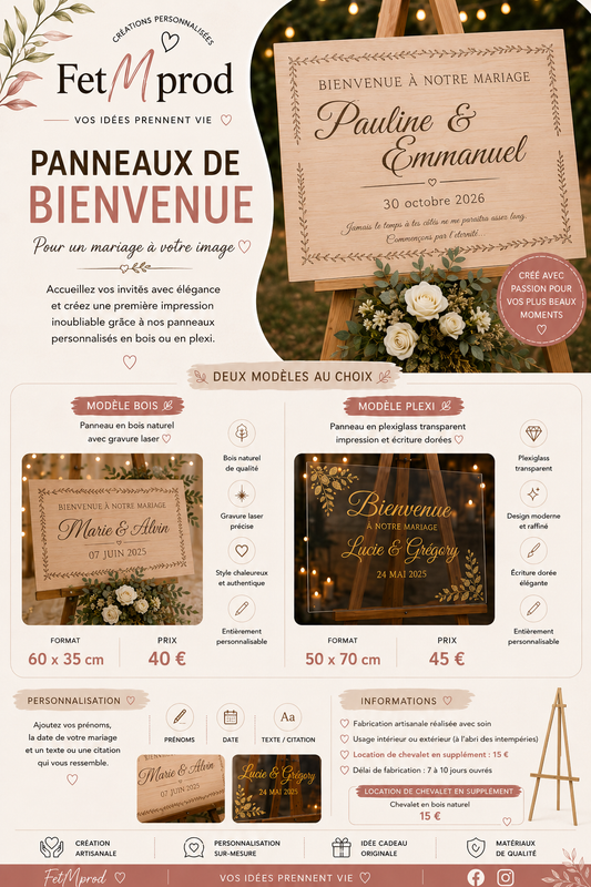 PANNEAU DE BIENVENUE PLEXIGLASS 50 PAR 70