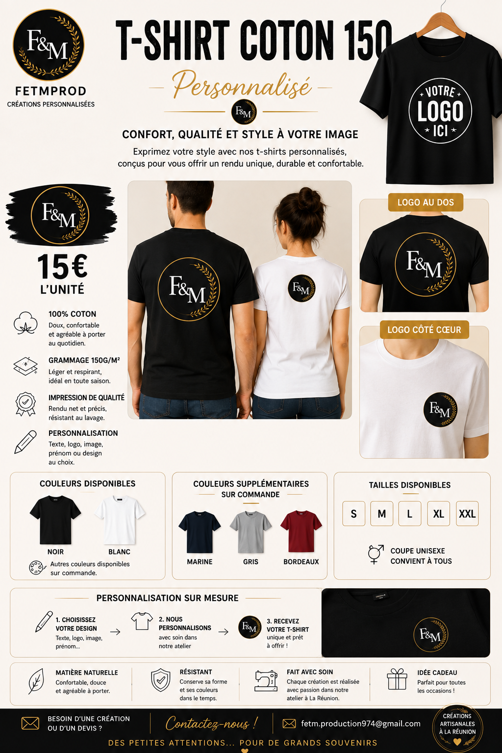 T SHIRT COTON 150 G