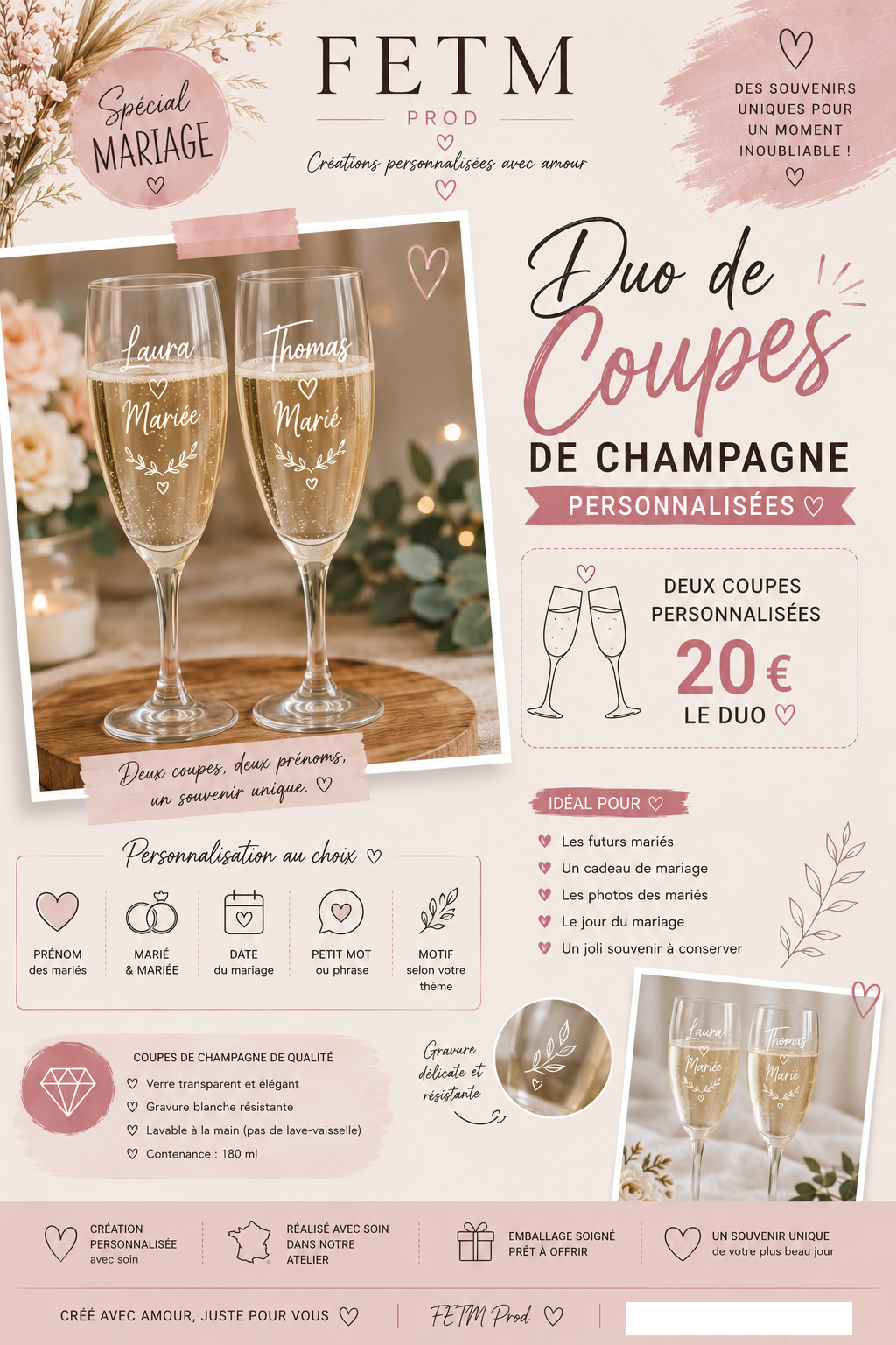 DUO FLUTES DE CHAMPAGNE