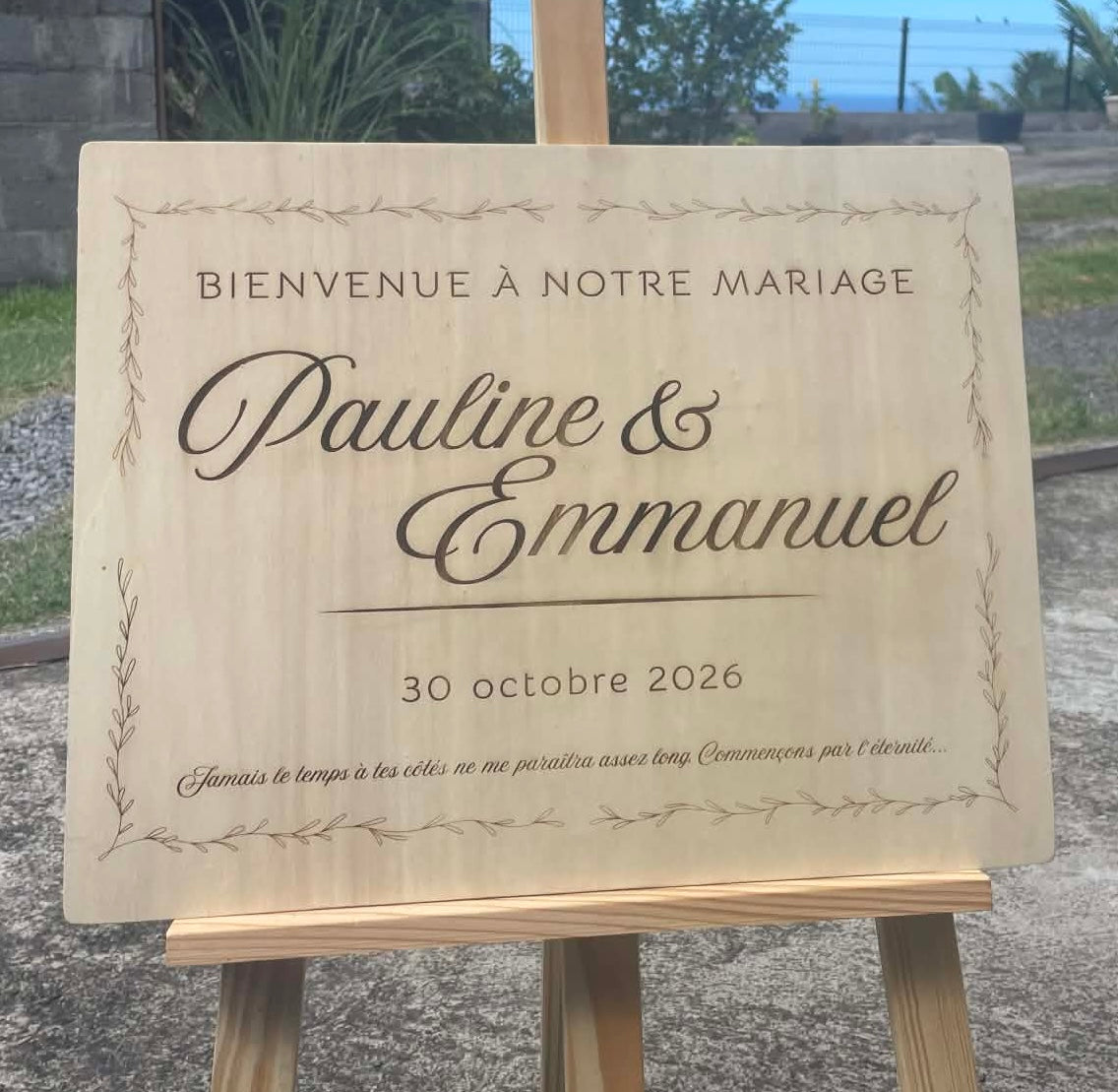 PANNEAU DE BIENVENUE PERSONNALISE BOIS ( 60 par 35 )