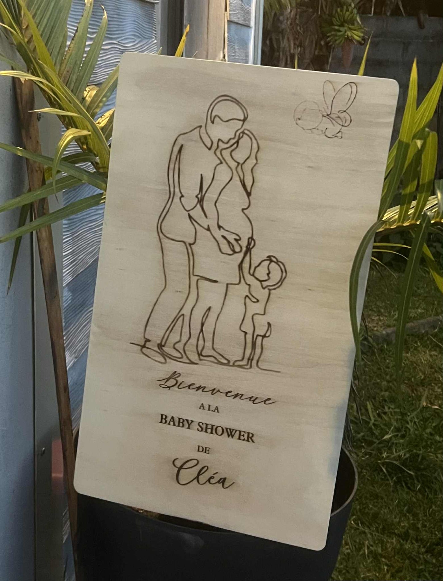 PANNEAU DE BIENVENUE PERSONNALISE BOIS ( 60 par 35 )