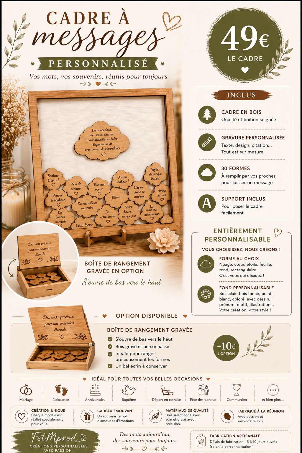 CADRE A MESSAGE PERSONALISE.