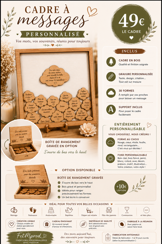 CADRE A MESSAGE PERSONALISE.